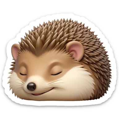 Meme-Worthy Cute Sleeping Hedgehog Portrait Emoji, Head resting peacefully with a contented smile, showcasing a delightfully compact build and a luxuriously soft brown Fur with tiny spines, eyes shut in a serene, restful nap, Simplified yet hilariously adorable features, highly detailed, glowing with a soft, drowsy light, high shine, relaxed and utterly lovable, stylized with an air of playful laziness, bright and heartwarming, soft glowing outline, capturing the essence of a comically sleepy hedgehog, so meme-worthy it feels like it could instantly become the next viral sensation of adorable slumber! sticker