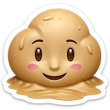 3D iPhone style emoji of wet sand, smooth and slightly shiny texture, clumped together, natural beige color, isolated on white background, soft shadows, high detail, playful and cute. sticker