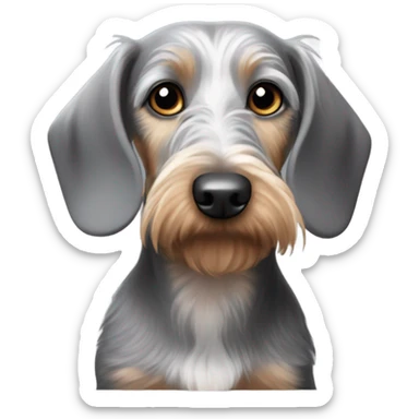 Grey and white dachshund wirehaired sticker