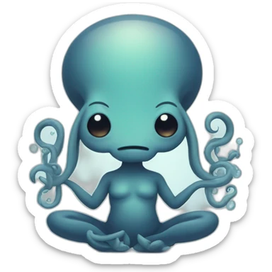 Cute kraken cute face eyes closed making yoga sticker
