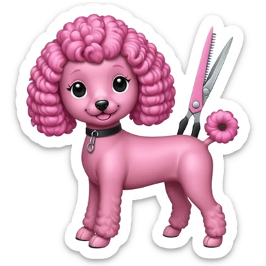 poodle color rosada tijera sticker