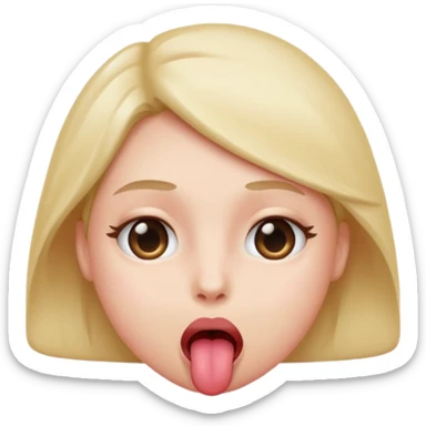 face with eyes rolled up, tongue hanging out, blushed sticker