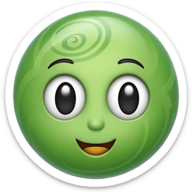 emoji représentant ChatGPT, une bulle de dialogue verte stylisée avec un motif de spirale ou de réseau, expression amicale, style emoji moderne sticker