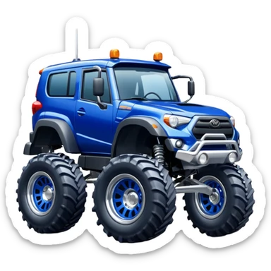 Silver Chrome Tractor tires on monster glossy dark blue body 2025 Toyota 86 off-road rally car  sticker