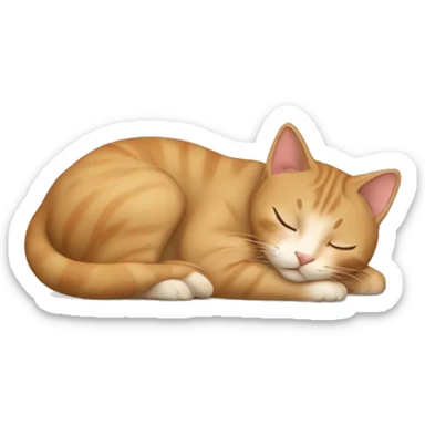 Beige cat sleeping with brunette hair tan skin girl sticker