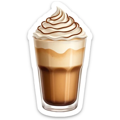 Dalgona coffee with whipped coffee topping in glass sticker