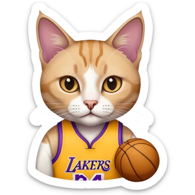 white brown Cat wearing a lakers Kobe Bryant jersey  sticker