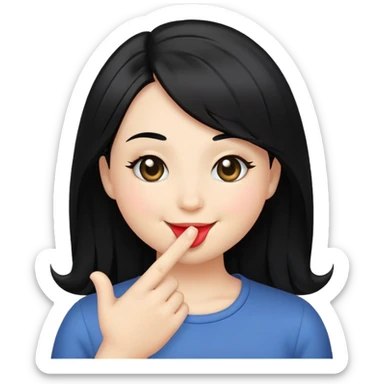 Smiley face with black hair blowing a kiss sticker