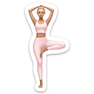 Aesthetic Ukrainian yoga girl in light pink yoga outfit. Full body  sticker