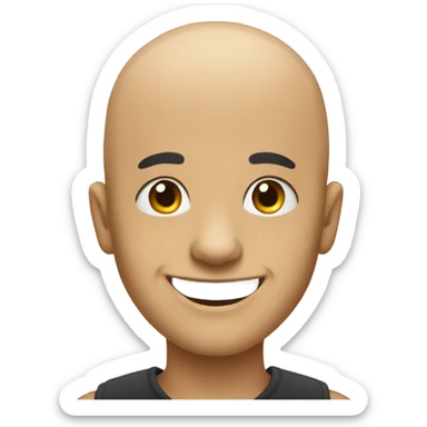 bald boy with a grin sticker