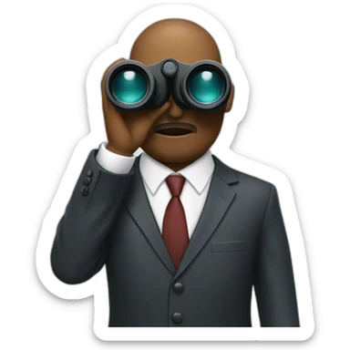 man in suit unhappy binoculars sticker