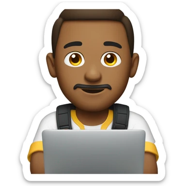 Video editor working on his mac book sticker