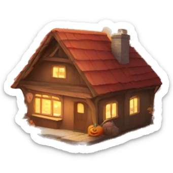 Cozy autumn scenery sticker
