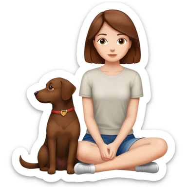 Woman with her dog sitting next tu each other from the back sticker