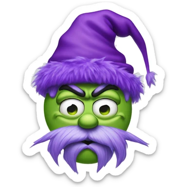 Purple Grinch shivering and freezing (icesicles hanging down from nose, hat) looking sad sticker