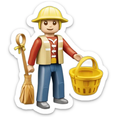 Playmobil with a basket sticker