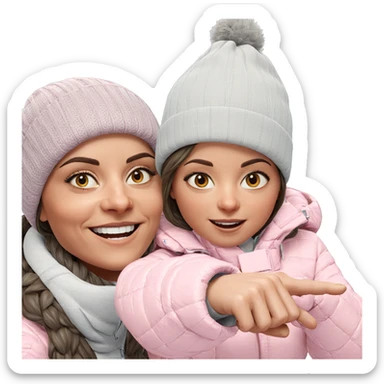 playful girls in winter coats sticker