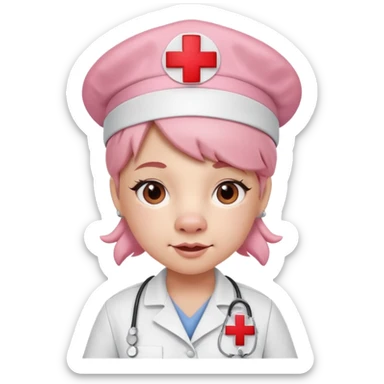 Pink pig nurse with red cross cap.














 sticker