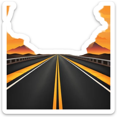 road with sunset sticker