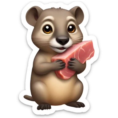 a hyrax holding a ham sticker