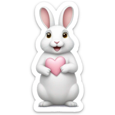white rabbit hold heart sticker