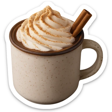 cozy hot chocolate with whipped cream and cinnamon, remove background sticker