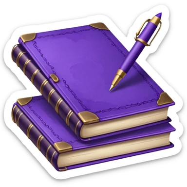 purple studying books with pen scattered sticker