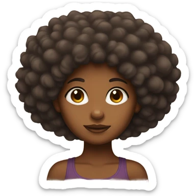 Brown skin girl with a large Afro  sticker
