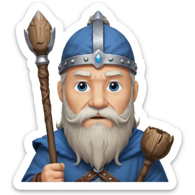 Old viking chief with long beard and staff sticker
