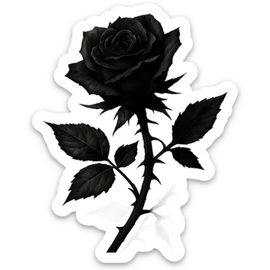 a black rose with thorns, gothic style, dramatic shadows, dark and moody sticker