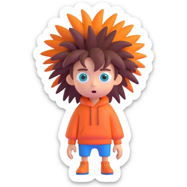 Discord role icon for a psychiatric clinic, 3D style, color #6fe8f3, extremely weird and funny patient character with mismatched eyes, wild hair, odd clothing, surreal expression, very playful and bizarre sticker