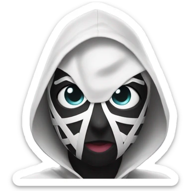 spider gwen wearing a mask and hood sticker
