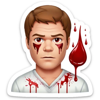 dexter morgan with blood on his face  sticker