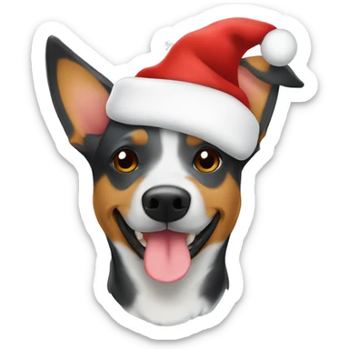 Australian cattle dog with a santa hat on  sticker