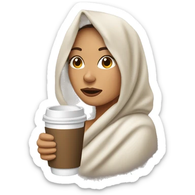 white latina wrapped in blanket drinking coffee  sticker