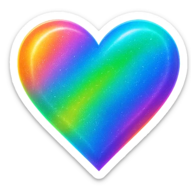 heart icon with a rainbow shimmer, digital illustration sticker
