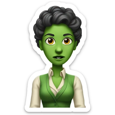 I want  green woman who is being acused of murdering someone called Mr giles sticker