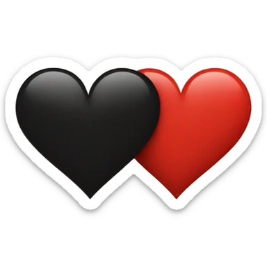 Half red and half black heart sticker