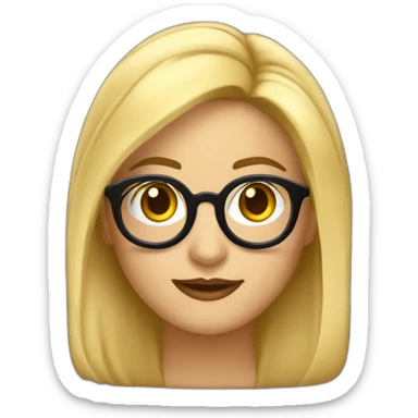 Maestra pelo rubio media melena gafas redondas doradas sticker