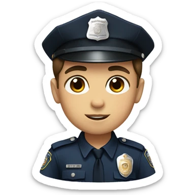 Boy with brown hair and brown eyes in a police uniform sticker