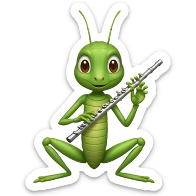 grasshopper playing flute sticker