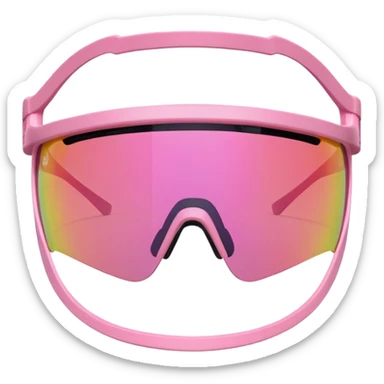 sporty pink shield visor sunglasses with extra thick bulky frame, athletic design, one-piece lens, heavy-duty look sticker