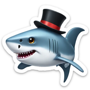 Shark with a top hat sticker