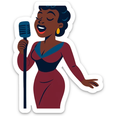 black jazz singer wearing a glamorous 1940s dress sticker