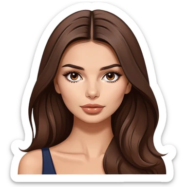 Beautiful woman with long brown hair, model, Emily Ratajkowski sticker