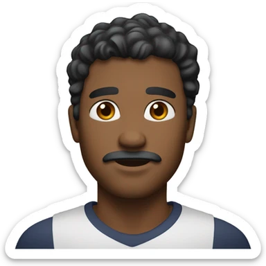 A male face emoji with medium-dark skin tone. Features include short, curly black hair, a well-groomed beard . The face should have rounded cheeks, a defined jawline. The eyebrows are slightly arched and expressive, complementing the deep-set eyes.  sticker