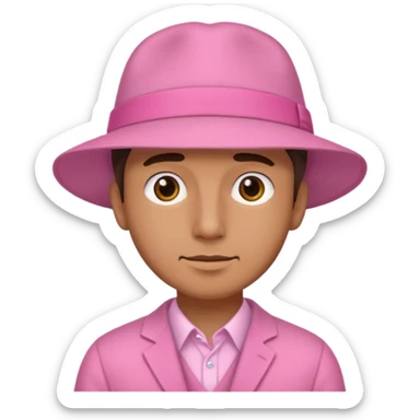 man in a pink outfit and a stylish hat emoji sticker