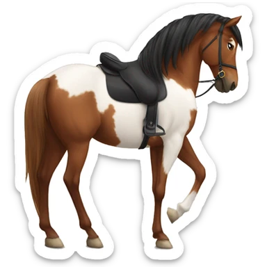 A chestnut horse with chestnut mane with a. Girl with black hair and with brown skin riding the horse sticker
