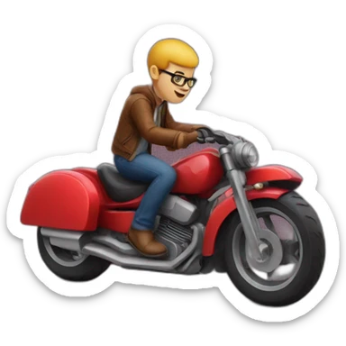 À geek on red motor bike trial sticker