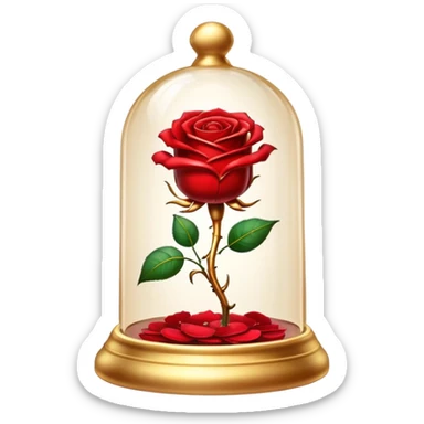 The glittering enchanted rose from “Beauty and the Beast” in its golden glass bell  sticker